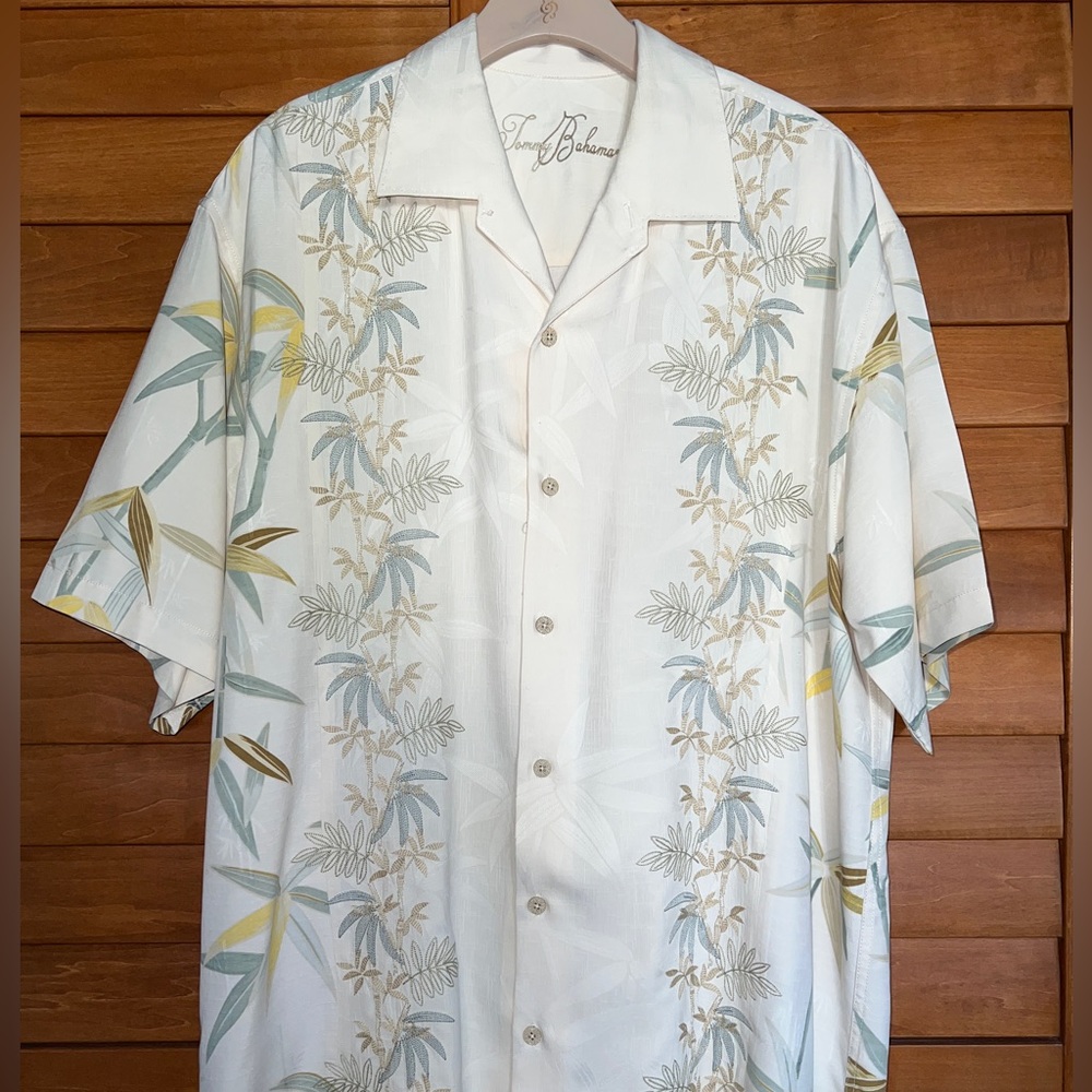 Tommy Bahama Button Up Shirt, color cream, size XL